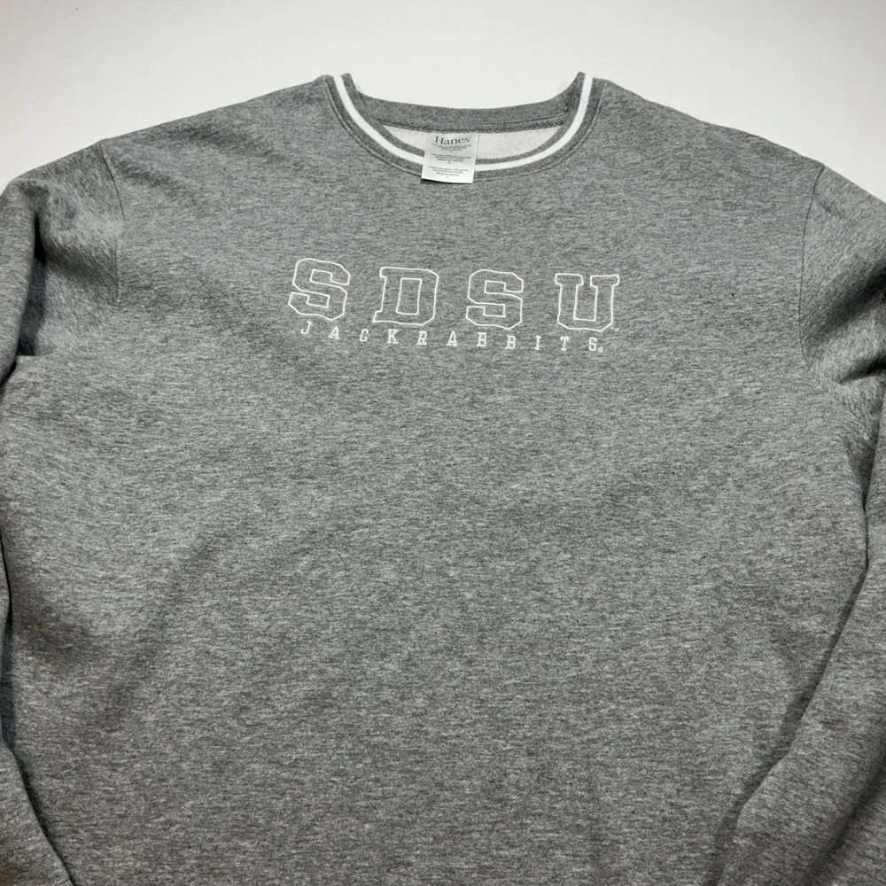 SDSU Jackrabbits‎ Hanes Gray Crewneck Sweatshirt Mens Pullover College Apparel